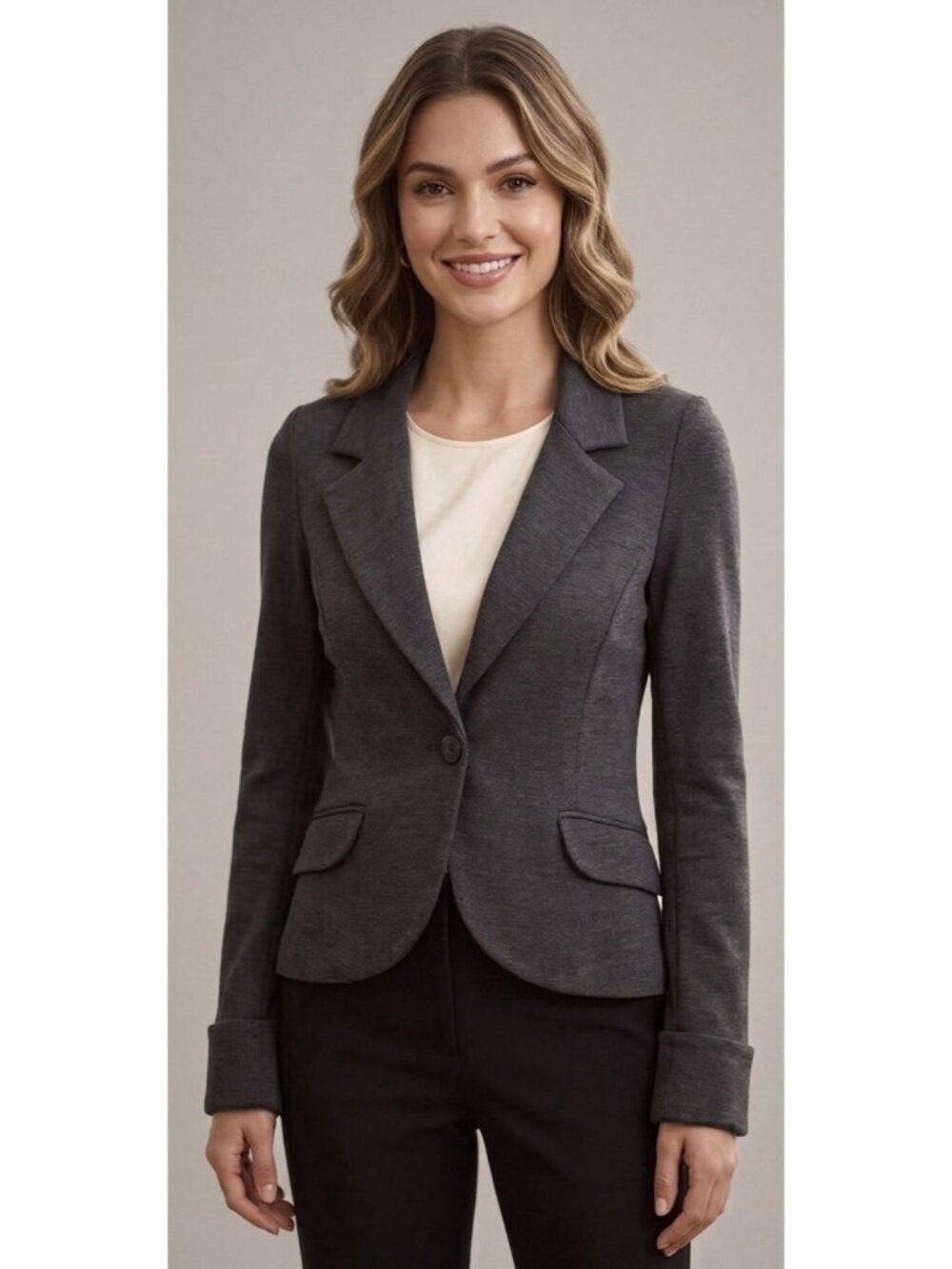 New DVF Diane Von Furstenberg Gray 100% Wool Blazer Jacket - Made in USA